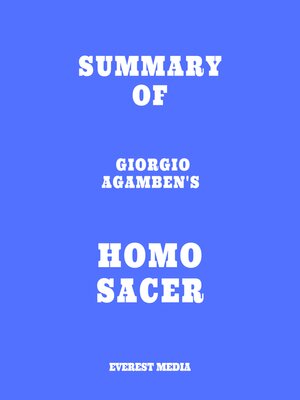 cover image of Summary of Giorgio Agamben's Homo Sacer